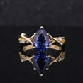 thumbnail image 3 of Stunning Pear Cut Lab-Created Blue Sapphire & Moissanite Solitaire Ring with Branch Shank in 925 Sterling Silver for Her - Elegant Engagement or Anniversary Gift, 3 of 5