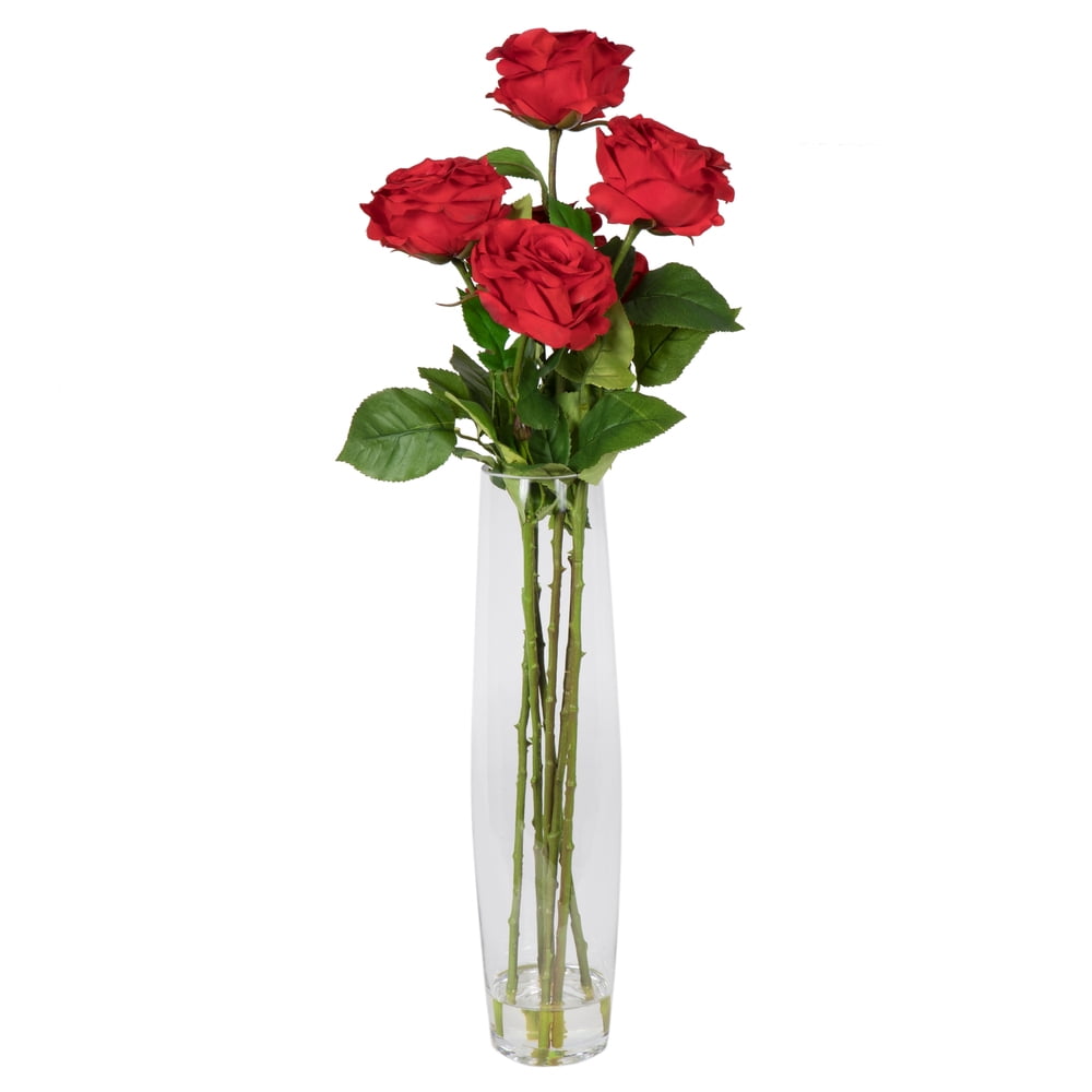 Recommended for Indoor Use. Featuring Realistic Flowers Made of a Durable Polyester and polyethlene Blend Set in Acrylic Water Vickerman 16 Artificial White Daisy Bouquet in 8 Glass Vase 