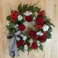thumbnail image 4 of Wreath For Front Door,Red Geranium Wreath Spring Summer Front Door Red Geranium Summer Wreath Home Decor, 4 of 8