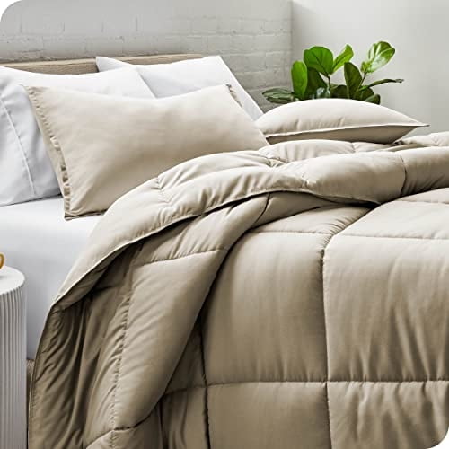 Set de edredón para el hogar desnudo - Twin/Twin Extra Long Size - Ultra -Soft - Goose Down Alternative - Serie Premium 1800 - Calidez a toda la temporada (Twin/Twin XL, Sand) Bare Home Bare Home