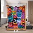 thumbnail image 2 of Strange Cat Funny Cartoon Pattern Print Throw Blanket, 2 of 6