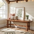 thumbnail image 6 of Finmind Solid Wood Entryway Bench, Shoe Storage Bench, End of Bed, Hallway, Brown, 6 of 8
