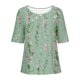 thumbnail image 5 of Tops de Lino para Mujeres Imprimir Suéter Cuello Redondo Manga Corta Superior Poliéster, Blusa de Moda Casual para la Primavera Y el Verano, 5 of 5