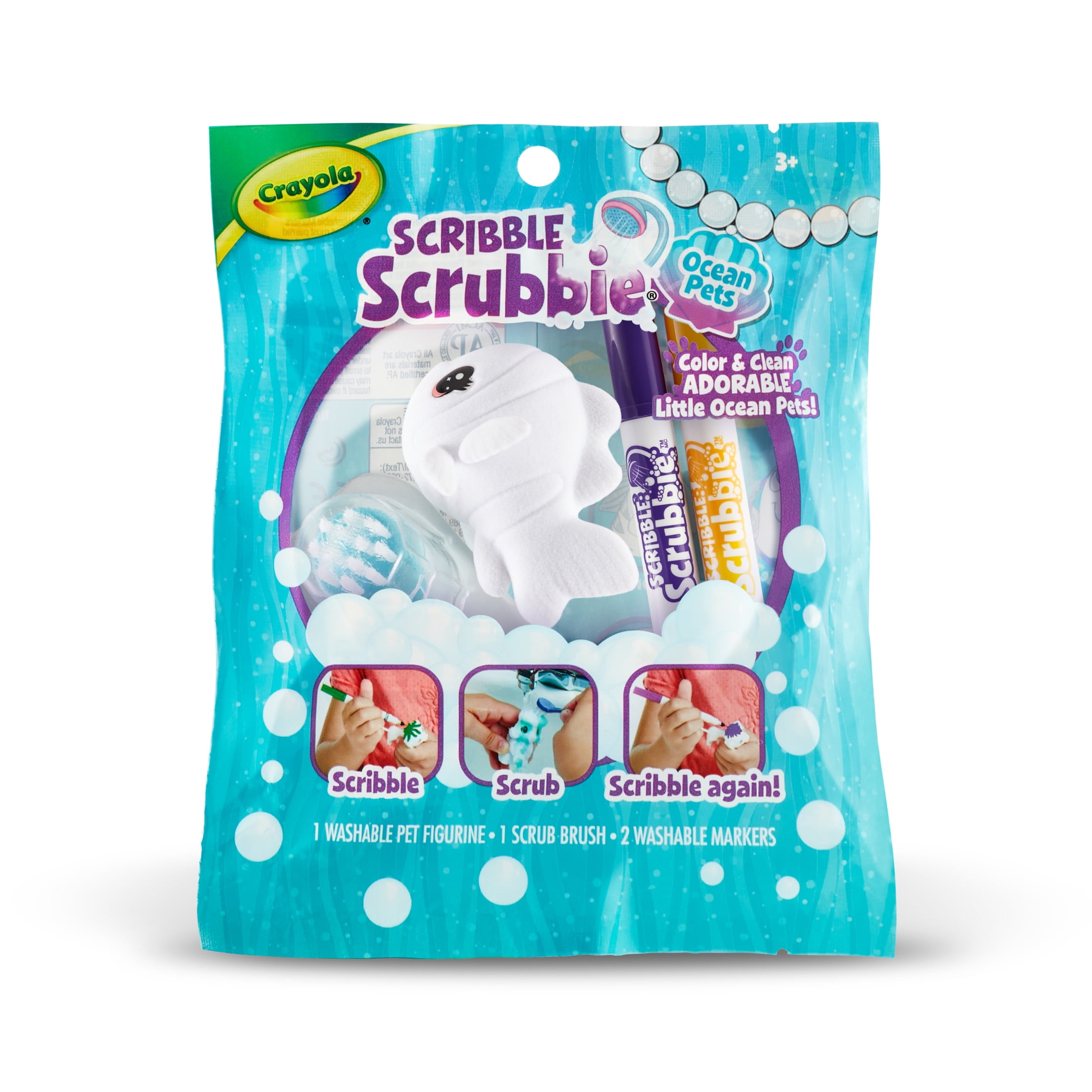Crayola Scribble Scrubbie Fish Toy, 1 Ct Ocean Pet, Customizable & Washable, Gift for Kids 3+  (图2)