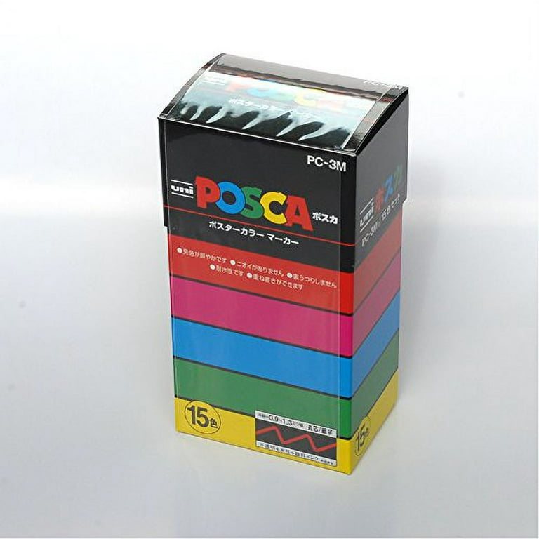 uni-posca paint marker pen - fine point - set of 15 (pc-3m15c) 