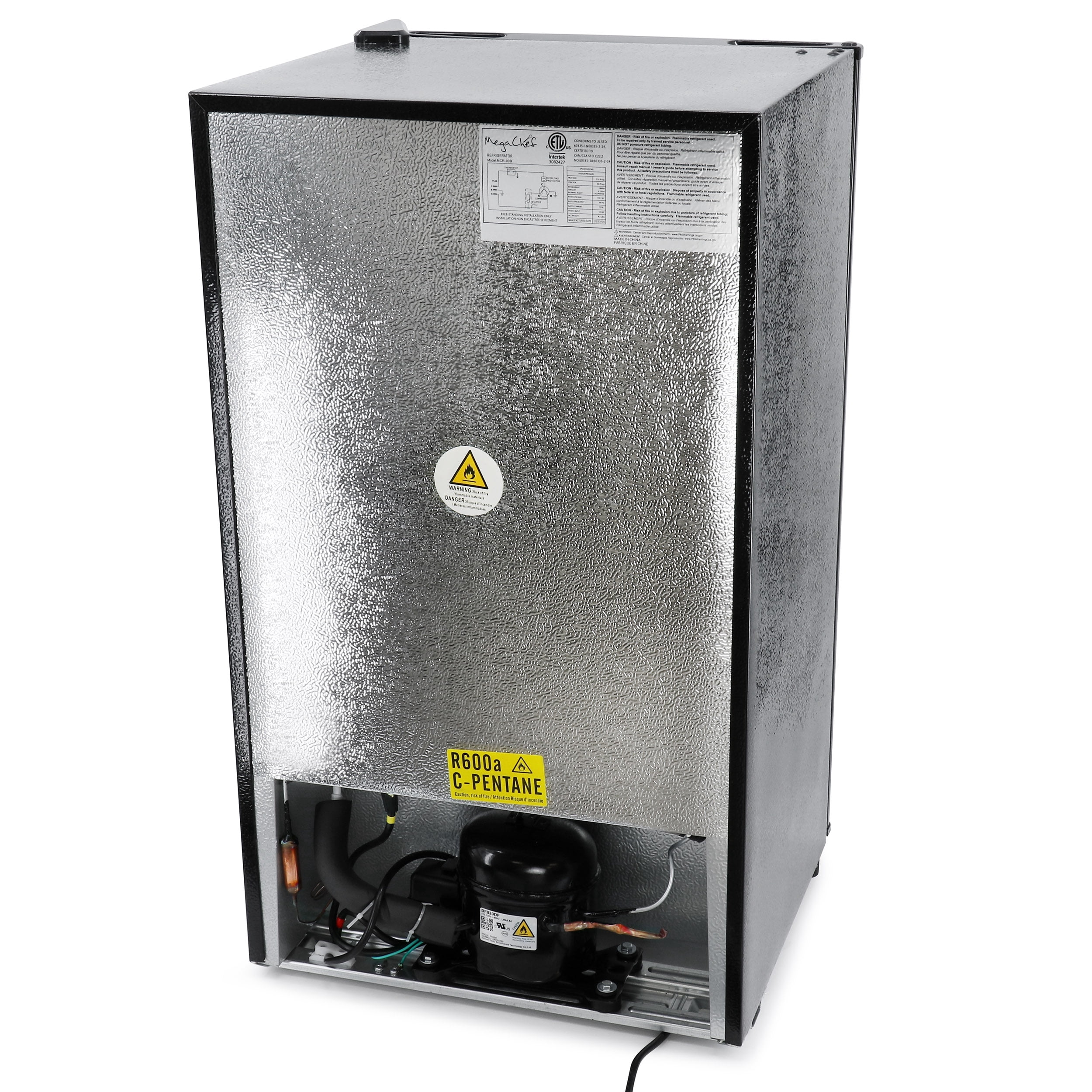 MegaChef Mini Refrigerator with Shelves, Stainless Steel Black, 43.8 lb