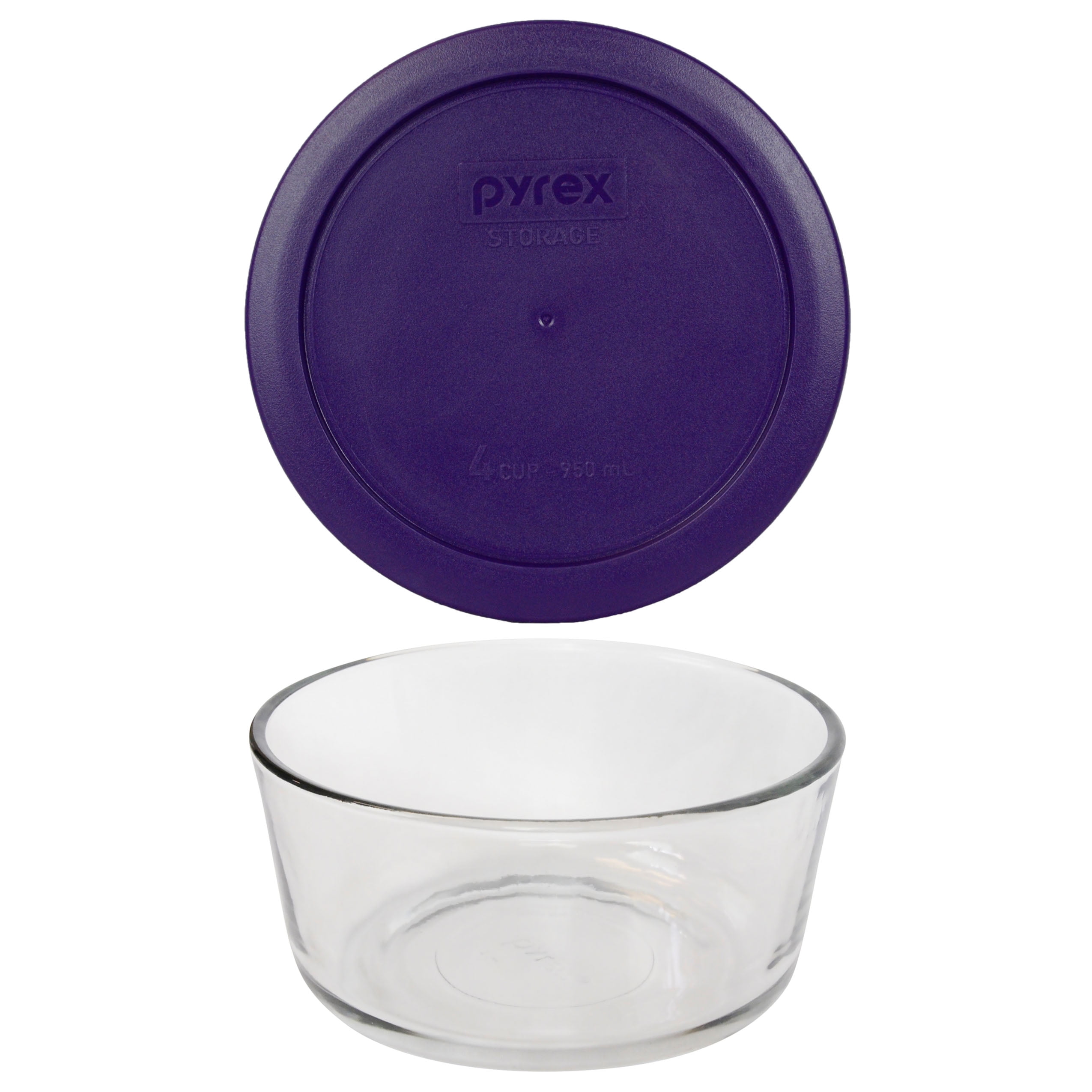 Pyrex 7201-PC 6" Plum Purple Plastic Storage Cover Lid 4PK for 4 Cup Glass Bowl 