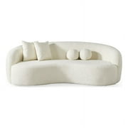 Bodrum Living Room Modern French Knitted Boucle Fabric Upholstered Sofa in Cream