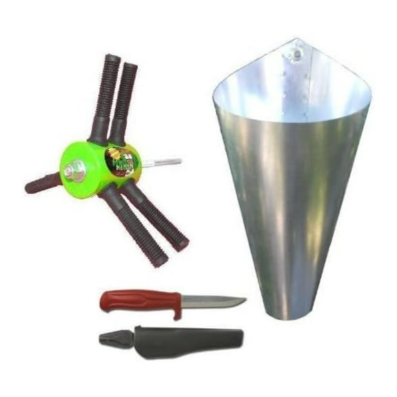 Poultry Plucker Kit - Drill Powered Chicken Plucker, Large Killing Cone & Mora Knife