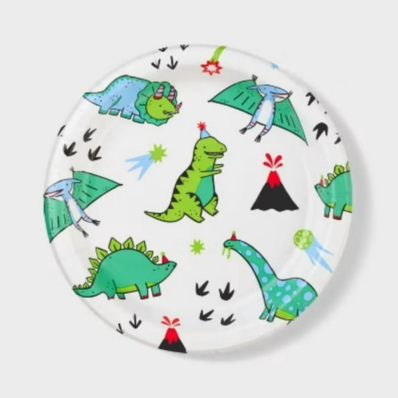 20ct 8.5" Disposable Dinosaur Dinner Plates