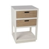 Maykoosh Artisanal Abode 24 Inch Modern Accent Table With 2 Drawers And 1 Shelf, Pearl White