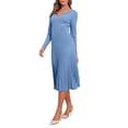 thumbnail image 4 of PrettyGuide Women's Wrap Sweater Dress V Neck Long Sleeve Pleated A Line Knit Midi Dresses, 4 of 8