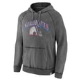 thumbnail image 2 of Men's Fanatics Gray Quebec Nordiques Heritage Broken Ice Washed Raglan Pullover Hoodie, 2 of 3
