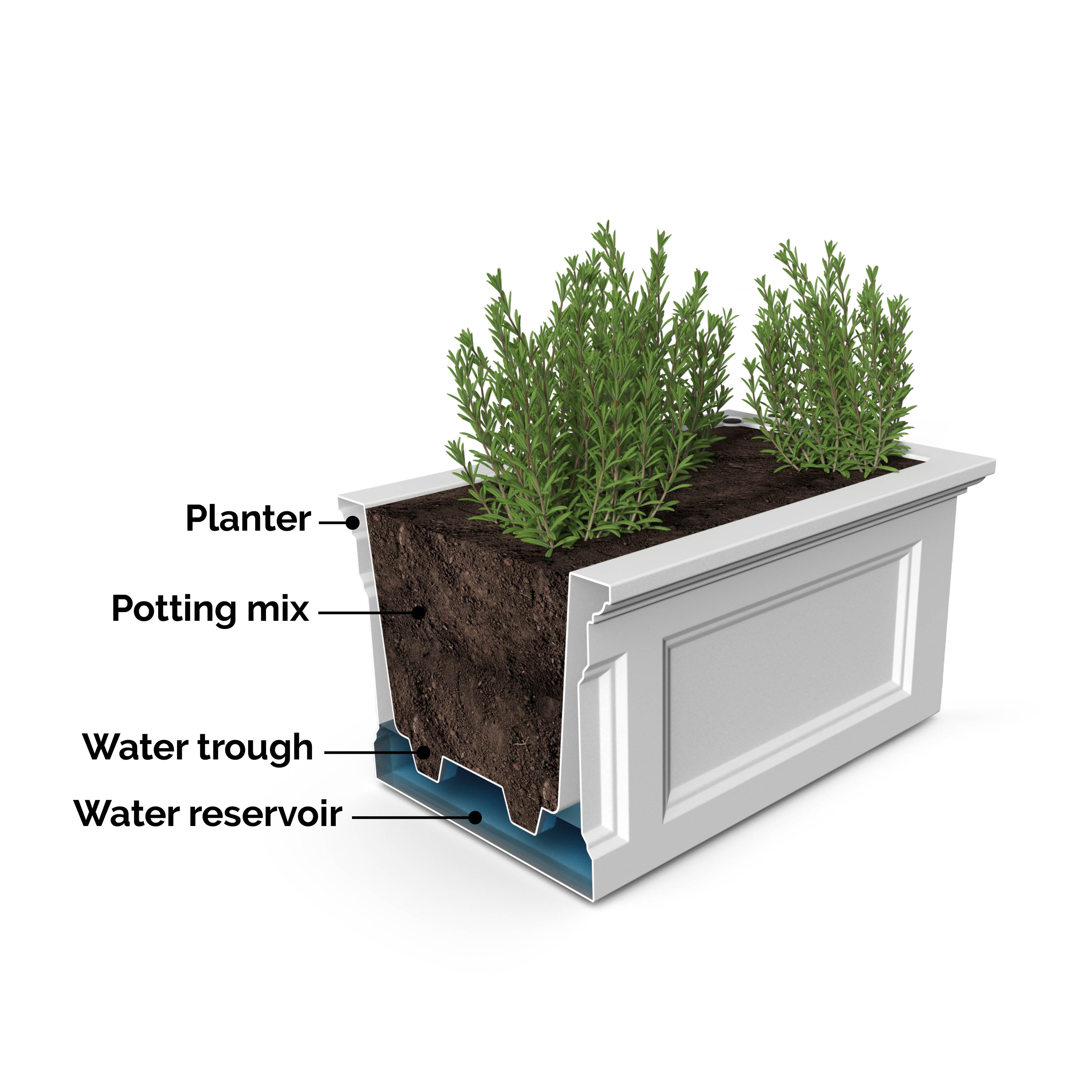 Bristol 18in Tall Planter - Black