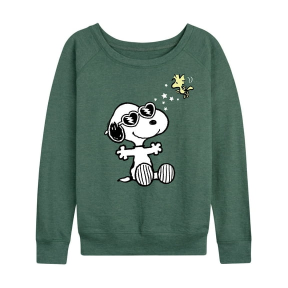 Peanuts - Faces of Snoopy -Women's Lightweight French Terry Long Sleeve Shirt