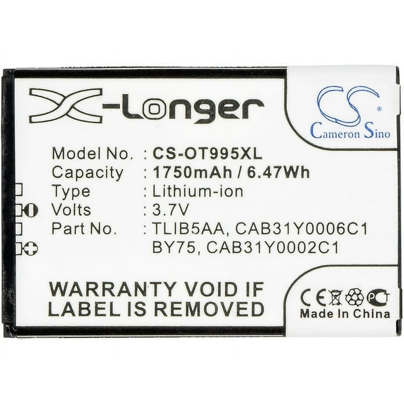 1750mAh TLIB5AA CAB31Y0006C1 CAB31Y0002C1 BY75 CAB150000SC1 TliB5AD Battery for Alcatel OT-995 OT-995 Ultra One Touch 995 OT-993