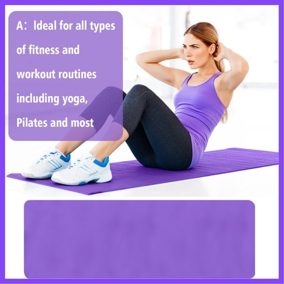 Large Non Yoga Mats 4mm Thick - 68"x23" Monochrome Fitness Mat for Women & Men, Extra Long Exercise Mat with Carrying Strap for Home Gym, Pilates, Workout