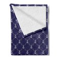thumbnail image 2 of Anchor Soft Flannel Fleece Throw Blanket, Checkered Pattern with Chain and Marine Ocean Cruise Vacation, Cozy Plush for Indoor and Outdoor Use, 50" x 60", Royal Blue White, by Ambesonne, 2 of 5