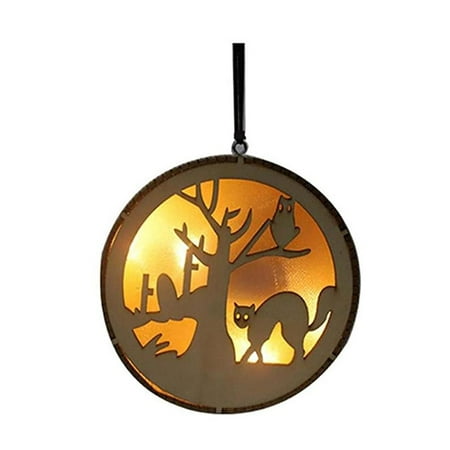 

DTOWER Wooden LED Lamp Witch Pumpkin Hanging Ornament Light for Halloween Decorations