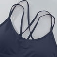 thumbnail image 4 of Women's Cross Back Sports Bra Padded Strappy Medium Support Yoga Bra for Workout Fitness Dark Blue 34, 4 of 4
