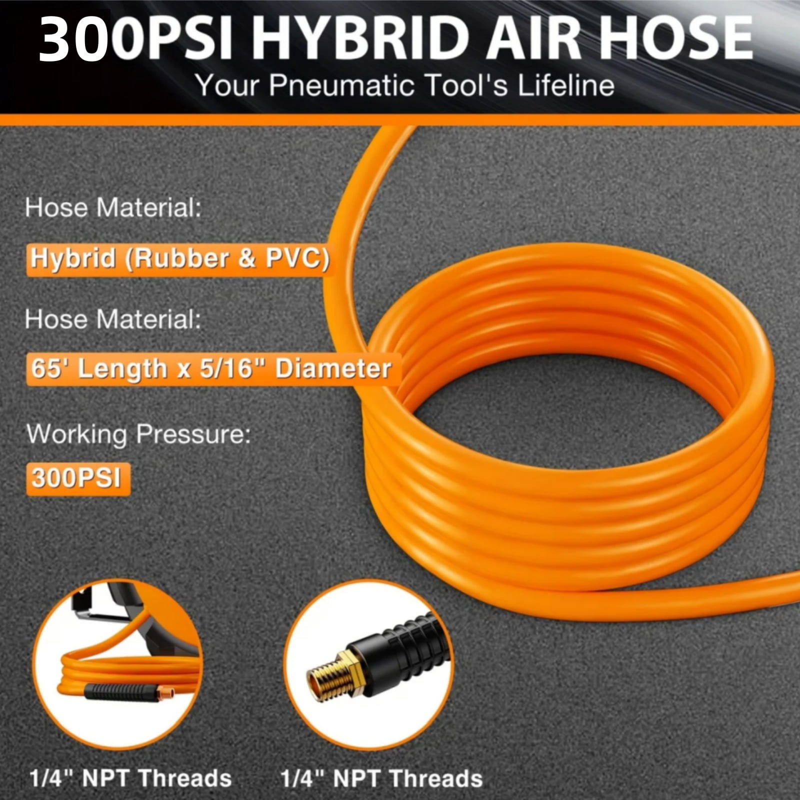 Dkenicor 40ft Retractable Air Hose Reel,5/16" 300 PSI Heavy Duty with 180° Swivel & Lock,6.5ft Lead-in Hose for Garage Workshop,Red