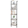 thumbnail image 2 of Ladder Shelf 5-Tier Wood Wall Mounted Bookshelf with Metal Frame Vintage Open Display Organizer Rack Leaning Storage Shelves for Living Room Bedroom Home Office Greige, 2 of 8