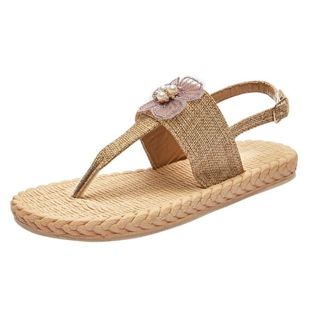 

TAIAOJING Women s Slippers Beach Weave Summer Sandals Shoes Bow Slip On Flat Open Slippers Zapatillas