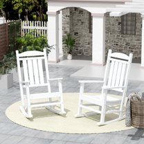 GARDEN Set of 2 Classic Plastic Adirondack Porch Rocking Chairs, White