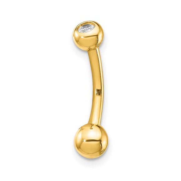 Quality Gold BD129 Bague en Or Jaune 14K 14 Gauge Poli CZ