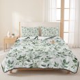 thumbnail image 3 of King Quilt Set 96''x106'', Sage Green Leaf Lightweight Bedspread Coverlet Set with 2 Pillow Shams, Country Eucalyptus Nature Plant Branch Breathable All Season Quilt Bedding for Bedroom/Guest Room, 3 of 9