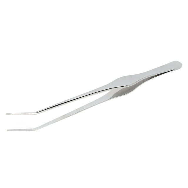 Pinzas para acuario, mango largo curvado, punta dentada, pinzas de alimentación para reptiles y peces de acero inoxidable para plantas de peceras de 9,8 pulgadas
