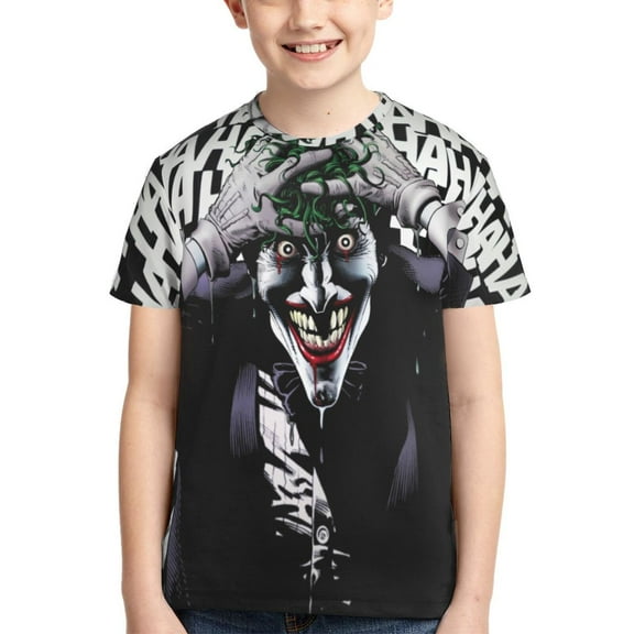 Kids 3D Graphic Joker T-Shirts, Novelty Shirts Crewneck Short Sleeve Tees for Youth Boys Girls