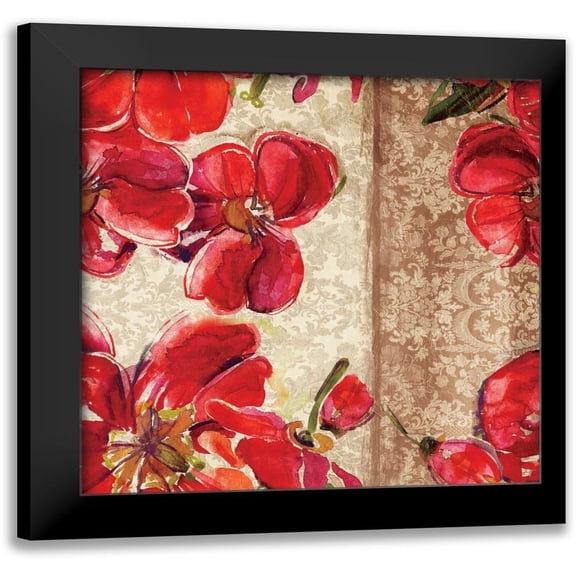 Grey, Jace 12x12 Black Modern Framed Museum Art Print Titled - Red Floral 2