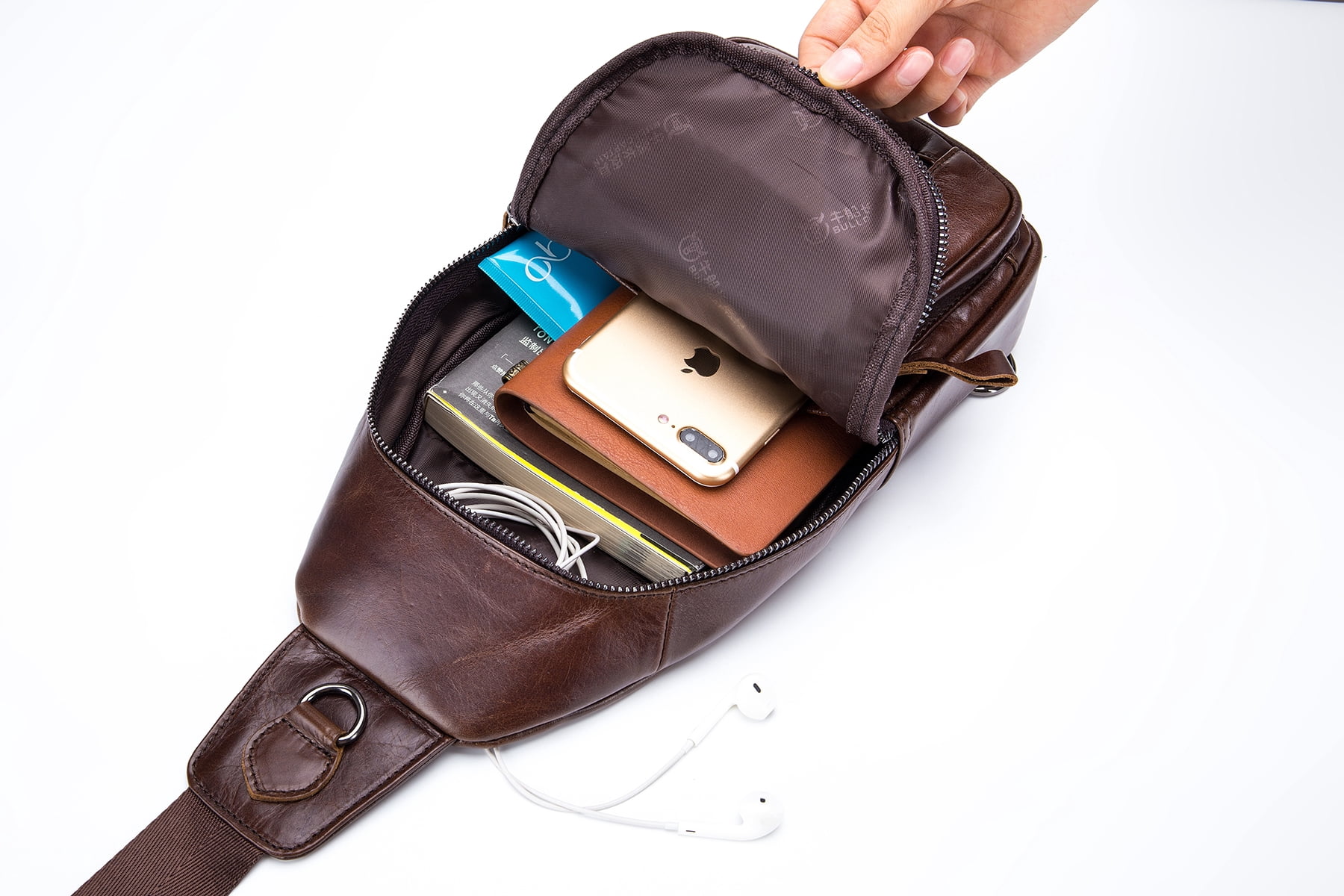 Sling Bag, BULLCAPTAIN Leather Chest Bag Crossbody Shoulder Business Backpack Outdoor Daypack
