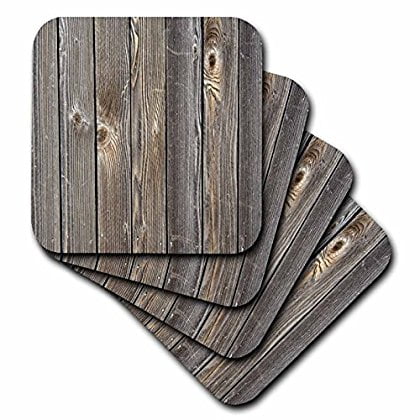 - 3dRose Print of Old Weathered Wood, Soft Coasters, set of 4