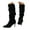 Black, variant on Womens Knee High Boots Suede Pointed Toe Stiletto High Heel Slouchy Side Zipper Booties