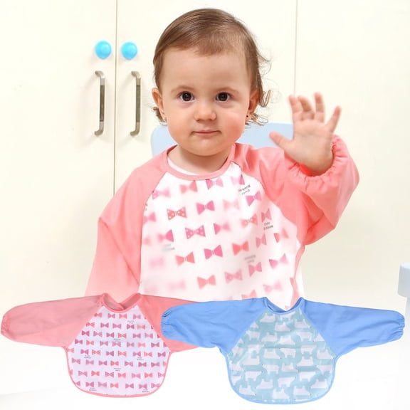 Worgeous Blue Waterproof Kid Art Smock Cotton Painting Apron for Babies Easy Clean 1pc