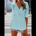 thumbnail image 4 of Sudadera con Capucha para Mujer, de Larga, Cuello en V y Bolsillos, para Playa Azul XXL, 4 of 8