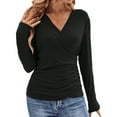 thumbnail image 2 of Womens T Shirts Womens V Neck Ruched Tops Wrap Shirts Summer Casual Fitted T Shirts 2026 Tops for Women, 2 of 6