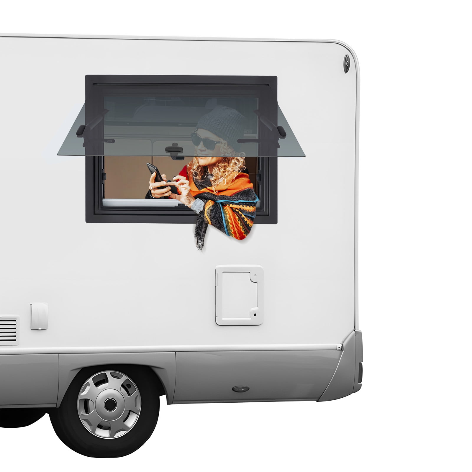 LiHUiee RV Caravan Camper Van Push Out Window RV Window With Window Screen 600x450mm for RVs, Trailers