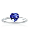 thumbnail image 1 of GemsNY September Birthstone - Dainty Heart Shape Four Prong Blue Sapphire Solitaire Ring (Grade - AAA | 0.55cts.), 1 of 4