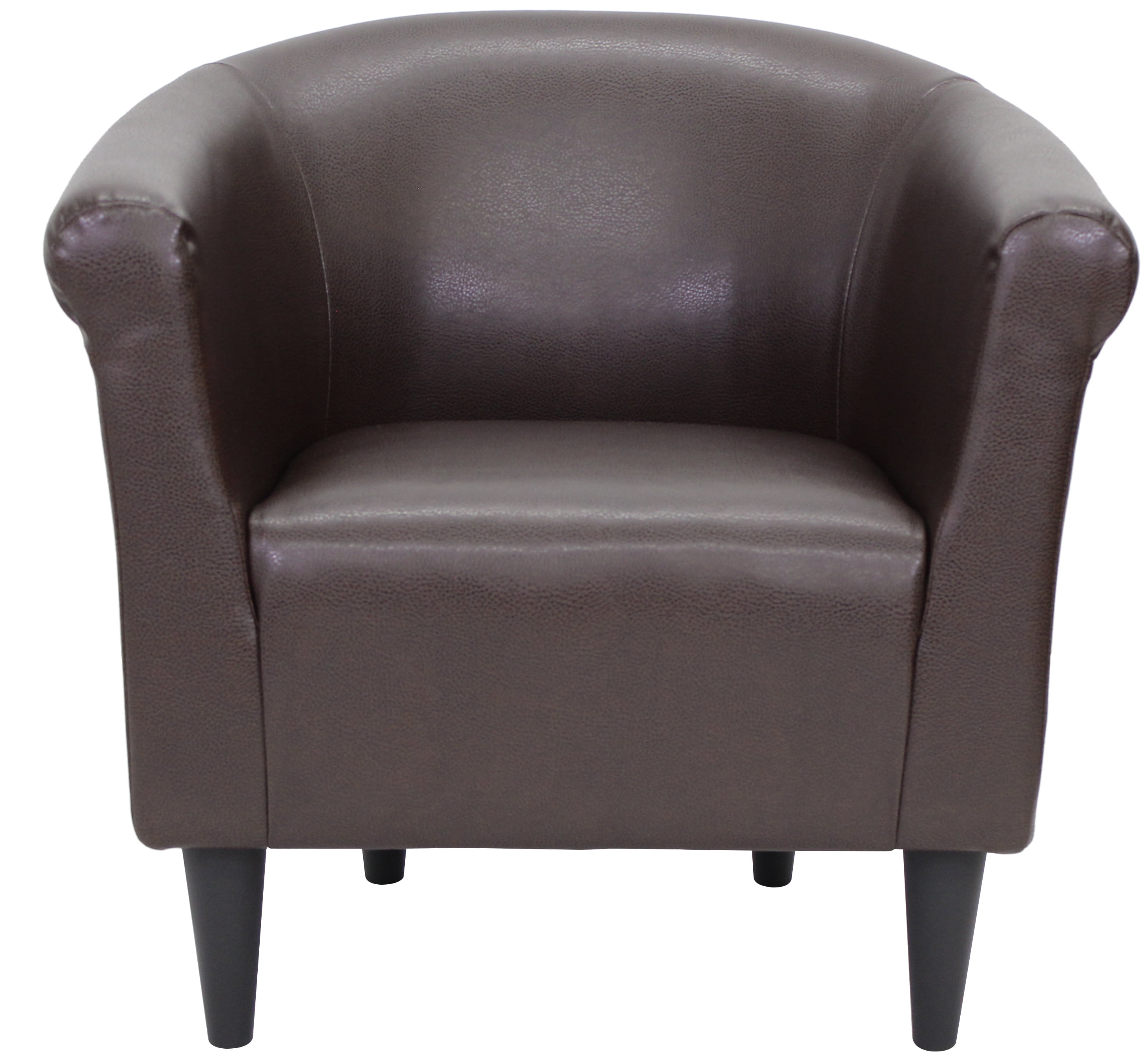 Mainstays Faux Leather Bucket Accent Chair, Brown