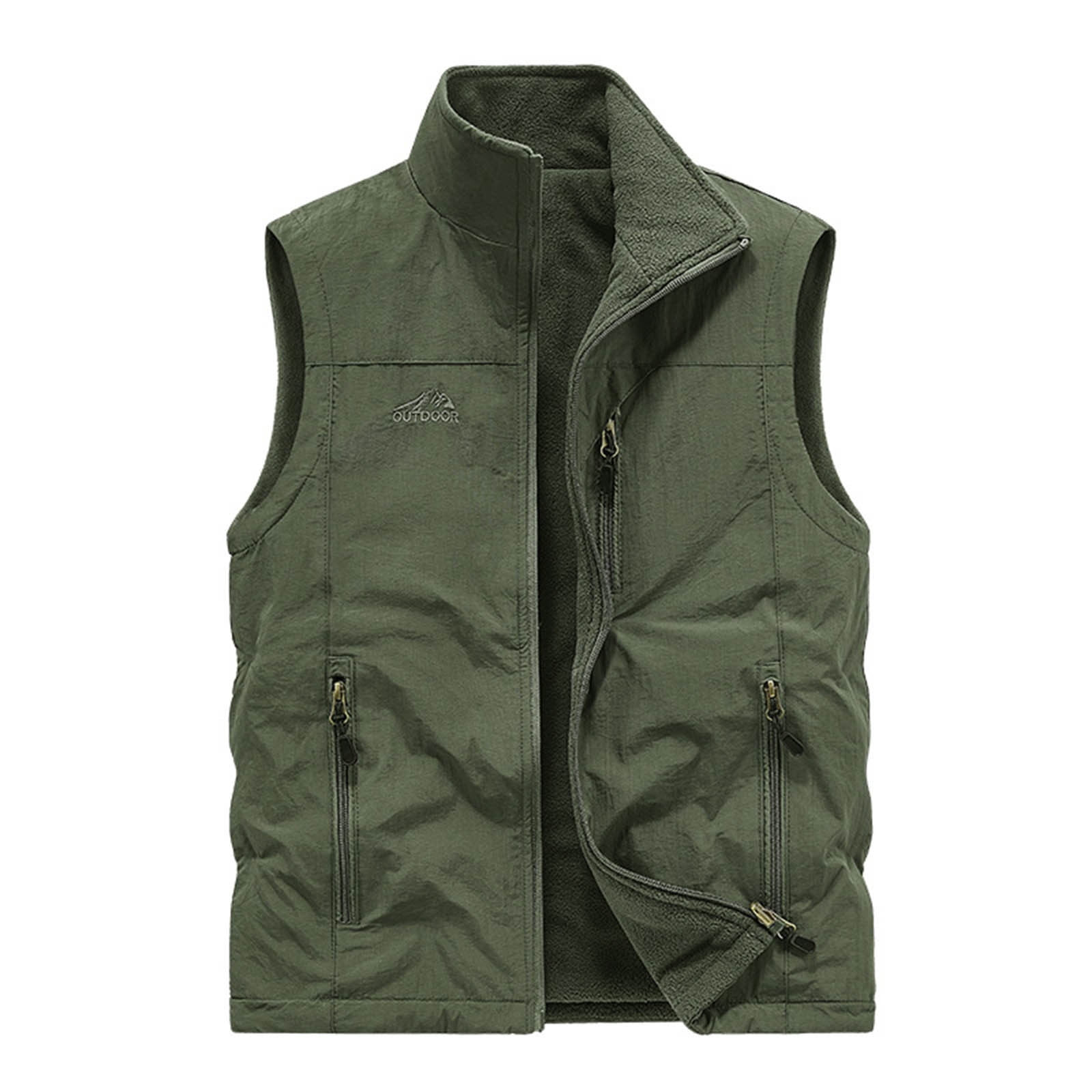 Zedker Vest for Men Lightweight Soft shell Windproof Outerwear Zip Up Jacket Fleece Lined Waterproof Vest Outerwear for Running Hiking Travel Green XXXXL
