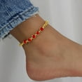 thumbnail image 3 of Kaash Custom Women's CZ Stone Fine Ankle Bracelet, 8"+2" inch Adjustable Size in Brass Mertal, 3 of 4
