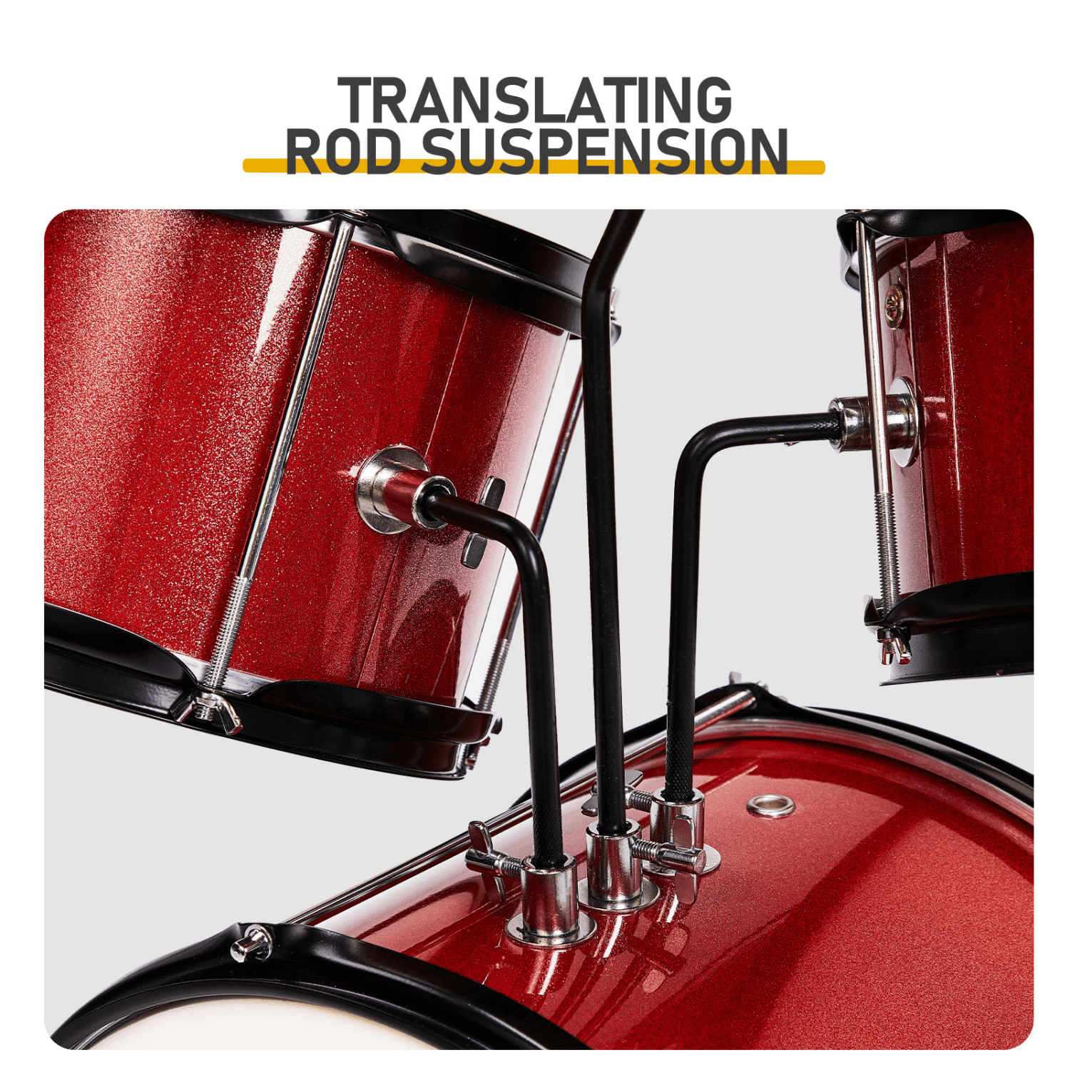 Hassch Drum Set 3-Piece for Beginners, Drum Kit with Cymbal, Pedal & Drumsticks, Junior Drum Set with Bass Tom Snare Drum, Red