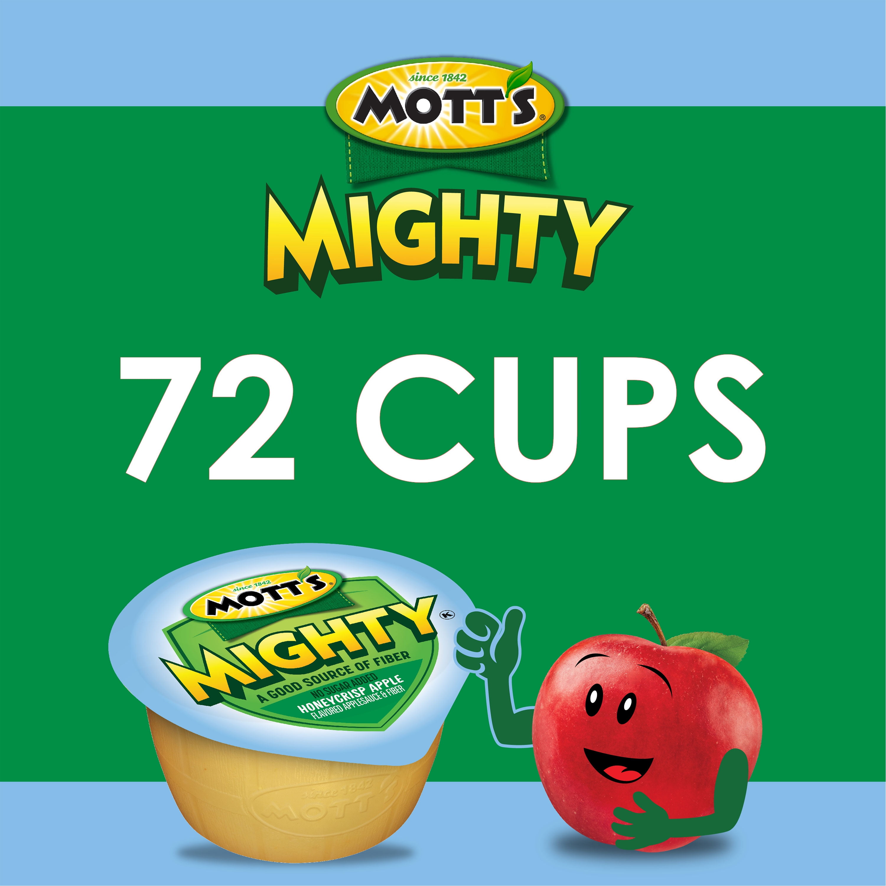 Mott's Mighty Honeycrisp Apple Applesauce, 3.9 oz, 72 Count Cups (12 Packs of 6)