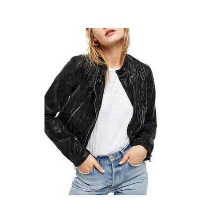 Free People Women's Fenix Faux Leather Moto Jacket Brown Size Extra Small