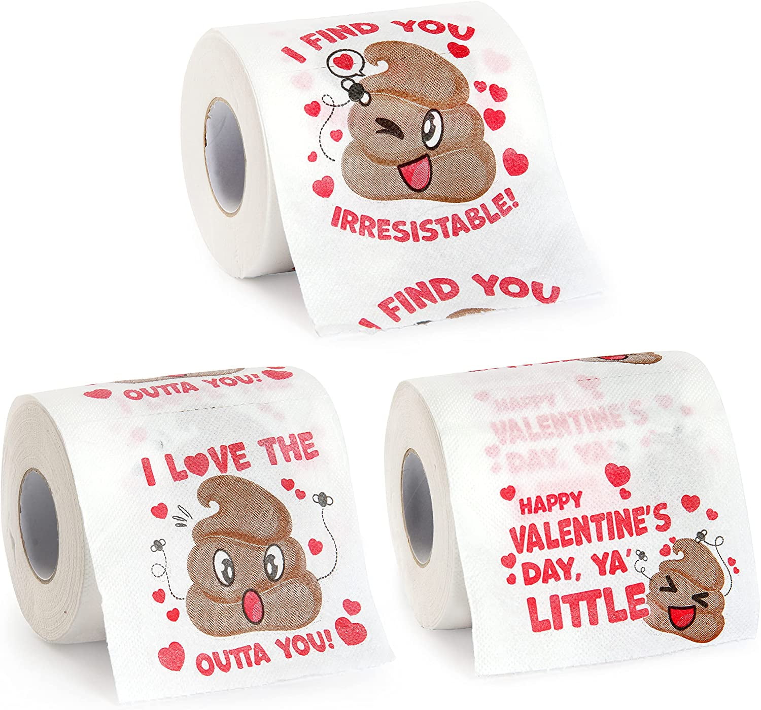 Birthday Valentines Day and Anniversary Gag Gift I Love The Poop Outta You Toilet Paper Roll Romantic Poop Emoji 3 Ply Tissue Paper Funny Bathroom Novelty Gag Gift Idea for Men and Women 