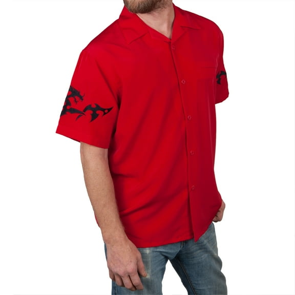 Embroidered Tribal Dragons Club Shirt - Medium