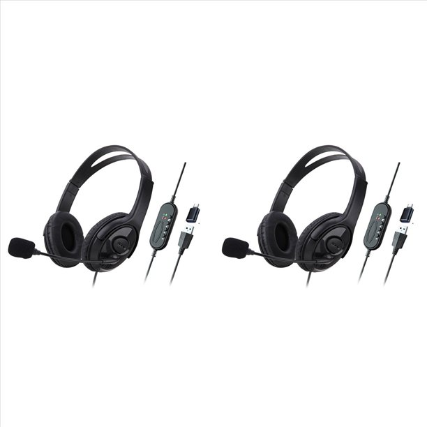 2X Auriculares USB con Cable para Enseñanza en Computadora, Auriculares Telefónicos con Micrófono Tipo C, Adecuados para Zoom, Skype, Oficina, Centro de Llamadas